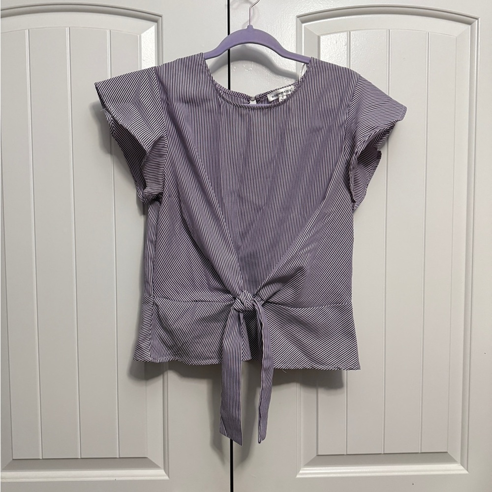 Roommates Purple Striped Blouse with Tie Front